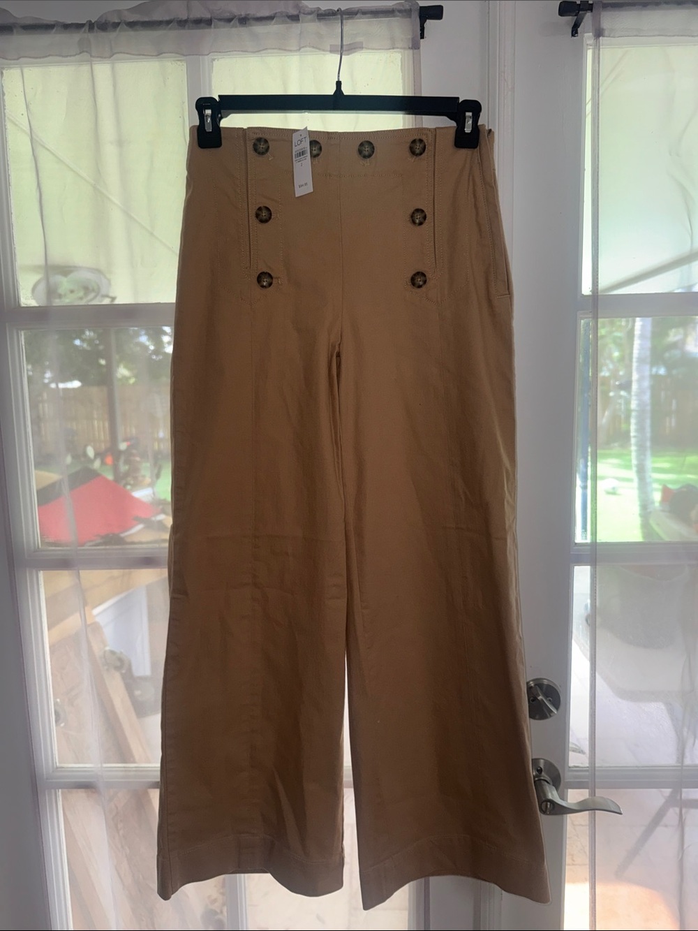 LOFT women Sailor-Style Wide Leg Chinos in Tan